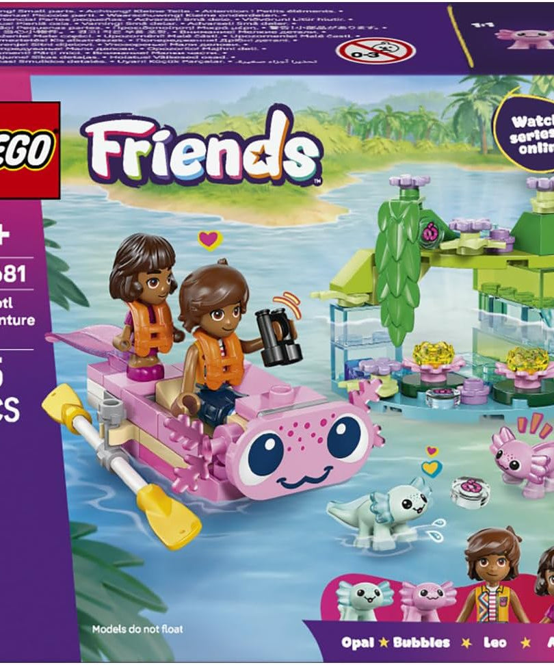 LEGO Friends Axolotl Adventure Boat Toy - incl. 2 Mini Dolls, 2 Cute Animal Figures, Plants, Flowers & Accessories - Birthday Gift for 5+ Year Old Girls - 42681