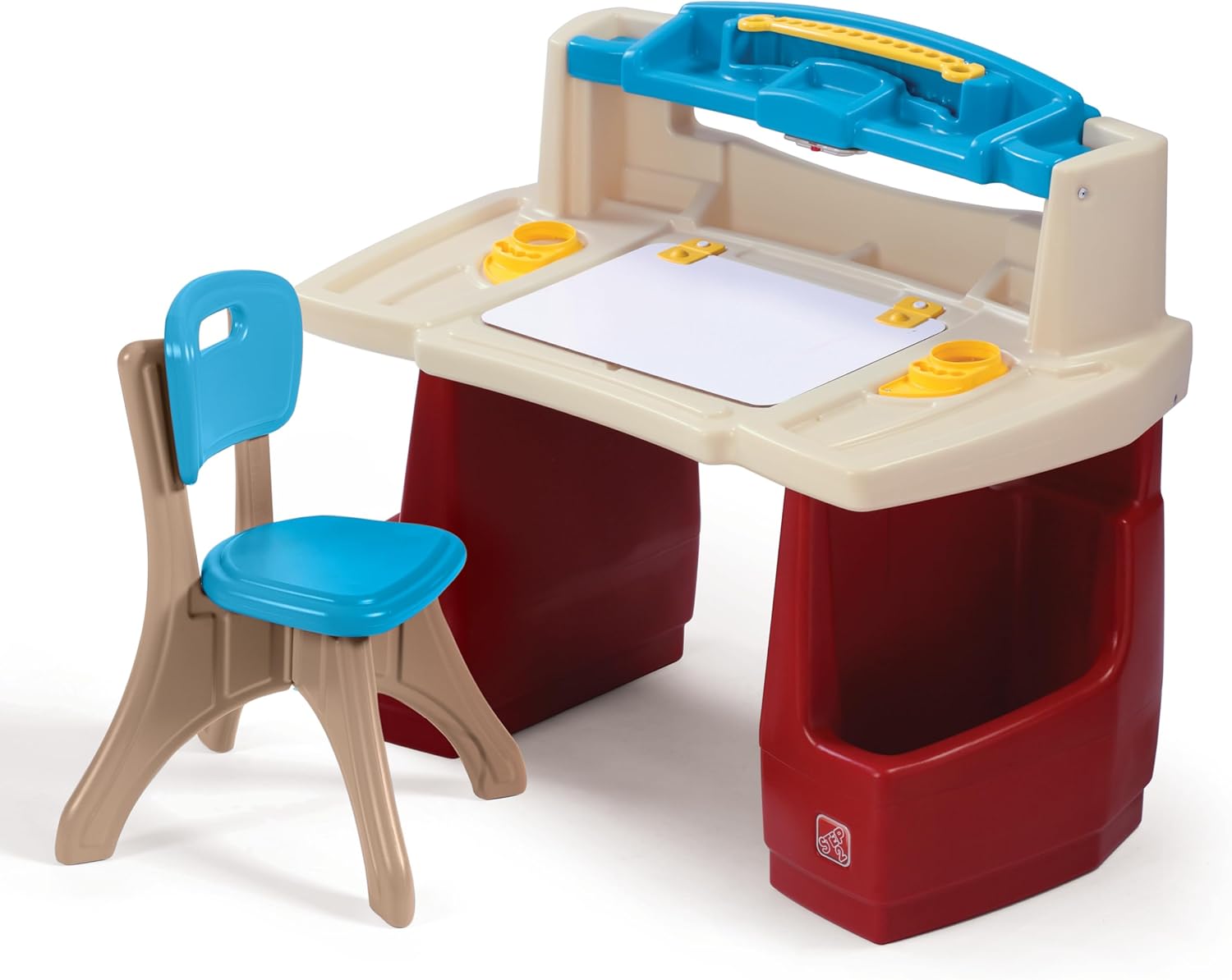 Step2 Deluxe Art Master Desk with Chair for Kids, Large Creative Art Table with Storage Compartments, Dry Erase Drawing Surface, Toddler and Preschool Art Furniture, Multi Colour, 3 Years+