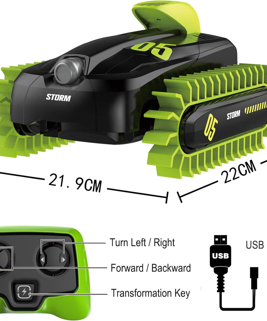 Crazy Aaron 2.4G 4 Channel Amphibious Stunt RC Car with Multi Direction Control, Remote Control Vehicle Toy, 6+