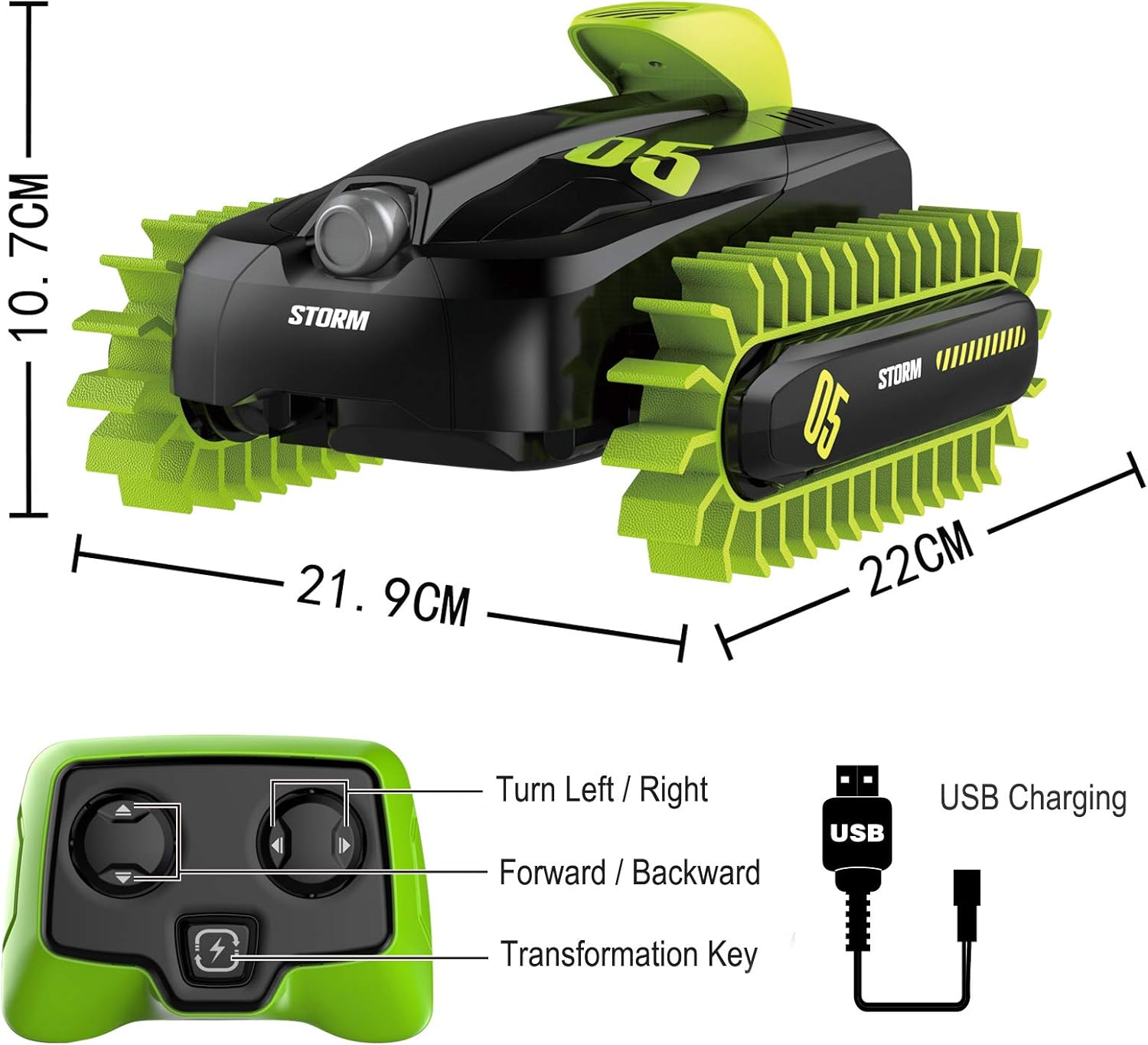 Crazy Aaron 2.4G 4 Channel Amphibious Stunt RC Car with Multi Direction Control, Remote Control Vehicle Toy, 6+