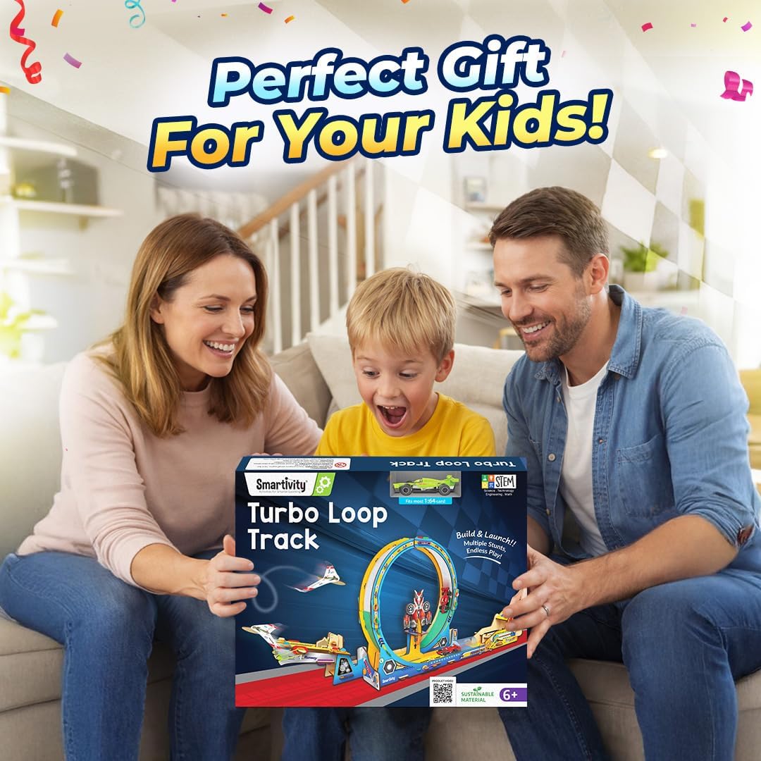 Smartivity High-Speed Race Car Track with Loop for Kids 6-12 Years | 3in1- Car, Loop, Glider Plane Launcher I Build & Play I Birthday Gift for Boys & Girls Age 6,7,8,9,10,11,12 Years