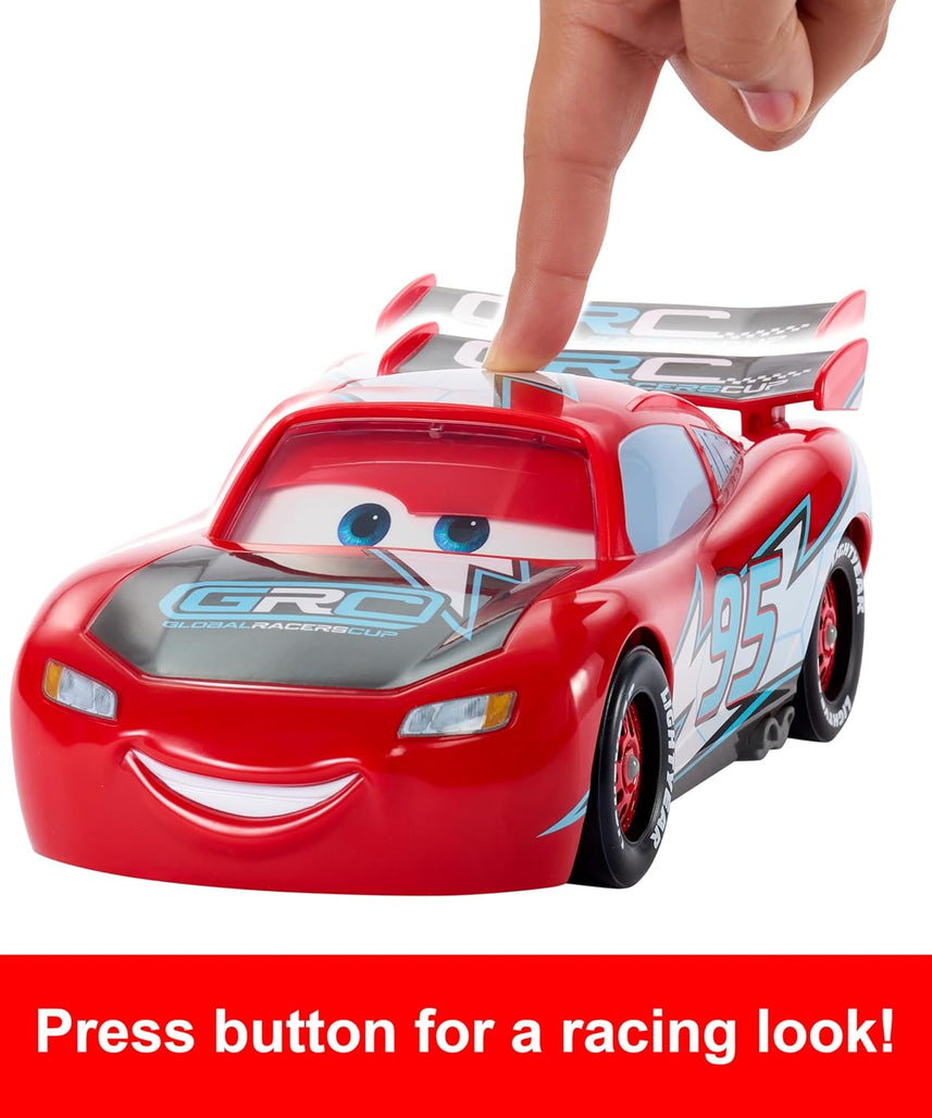 Mattel Disney Pixar Cars Lightning McQueen – Global Racers Cup Drift & Race Car with 4 Cones, Ages 3+