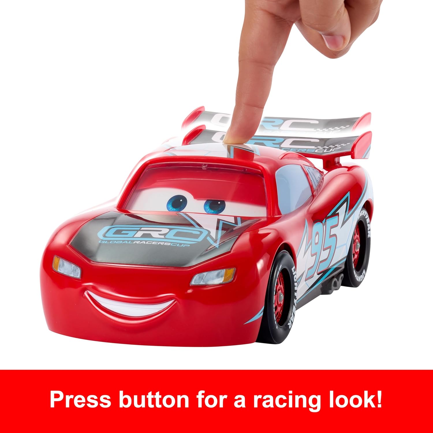 Mattel Disney Pixar Cars Lightning McQueen – Global Racers Cup Drift & Race Car with 4 Cones, Ages 3+