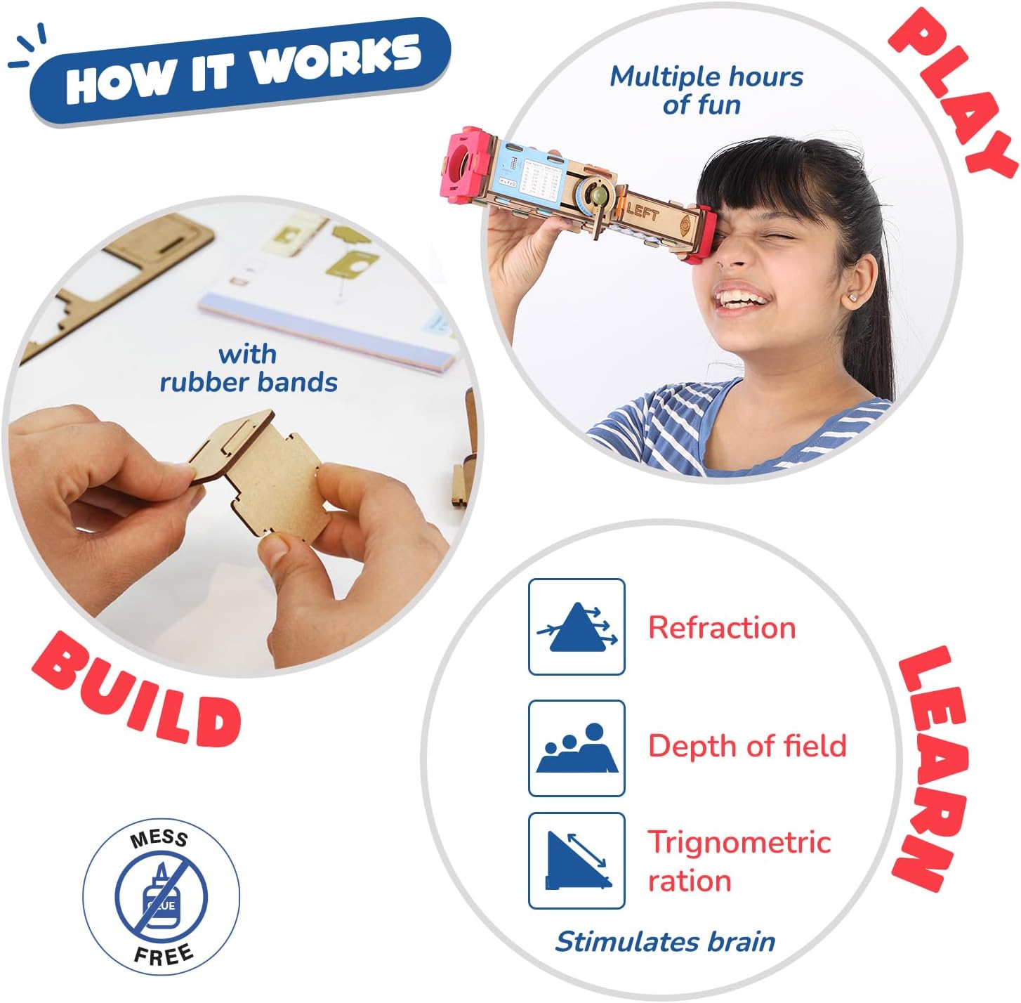 Smartivity Telescope Toy for Kids, Hands-On Learning of Optics, Lens Systems, and Magnification, Adjustable Focus, Beige