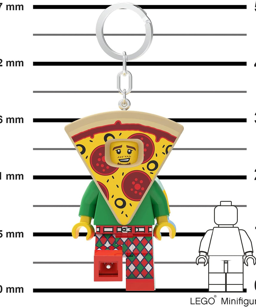 LEGO Minifigures Large 3 Inch Tall Figure Keychain Light - Pizza Costume Guy (KE176H), Bag charm with LED light