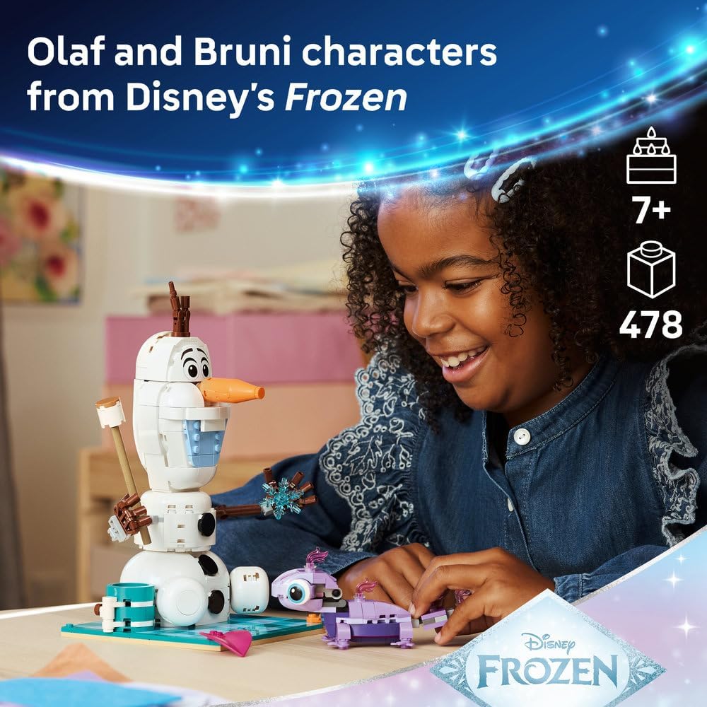 LEGO | Disney Frozen Olaf and Bruni's Picnic Fun Toy - Snowman Figure w/a Picnic Blanket & Accessories - DIY Bedroom Decor - Gift for 7+ Year Old Girls & Fans - 43287
