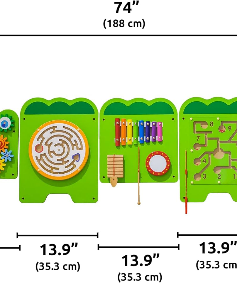لوحة أنشطة التمساح الكبيرة من فيجا، لعبة حائط خشبية مونتيسوري 5 في 1، لوحة تعلم حسية لتنمية المهارات العقلية والحركية، لعبة تعليمية صديقة للبيئة، للأولاد والبنات من عمر 18 شهرًا فما فوق