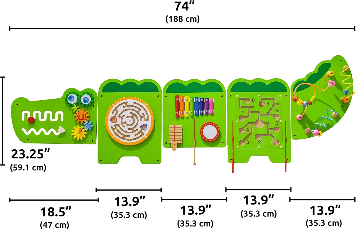 لوحة أنشطة التمساح الكبيرة من فيجا، لعبة حائط خشبية مونتيسوري 5 في 1، لوحة تعلم حسية لتنمية المهارات العقلية والحركية، لعبة تعليمية صديقة للبيئة، للأولاد والبنات من عمر 18 شهرًا فما فوق