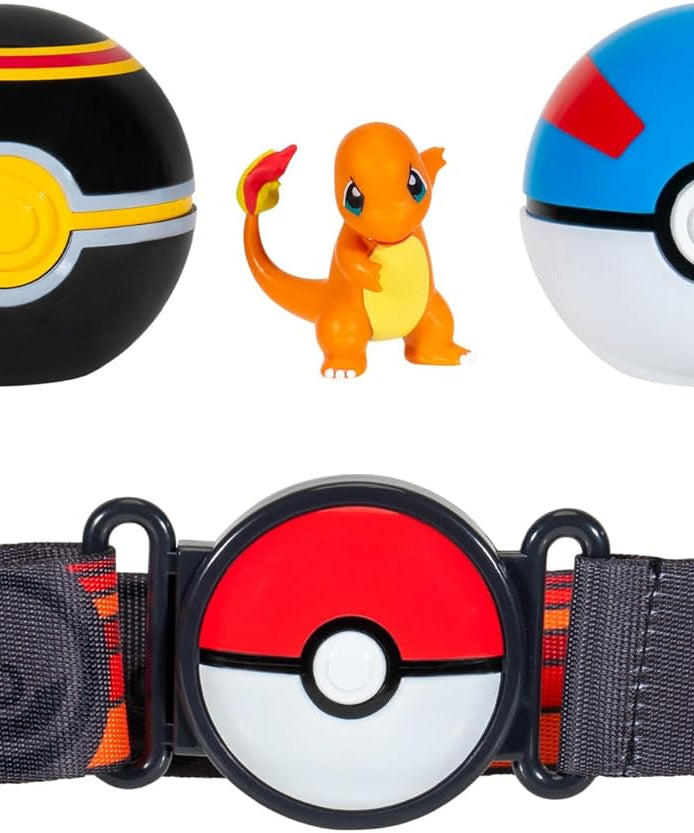 Pokémon Clip 'N' Go Poke Ball Belt Set with Charmander + Luxury Ball + Great Ball, Official Detailed Figures, Action Figure, Become a Pokemon Trainer, 4 Years +
