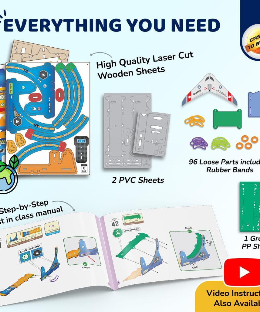 Smartivity High-Speed Race Car Track with Loop for Kids 6-12 Years | 3in1- Car, Loop, Glider Plane Launcher I Build & Play I Birthday Gift for Boys & Girls Age 6,7,8,9,10,11,12 Years