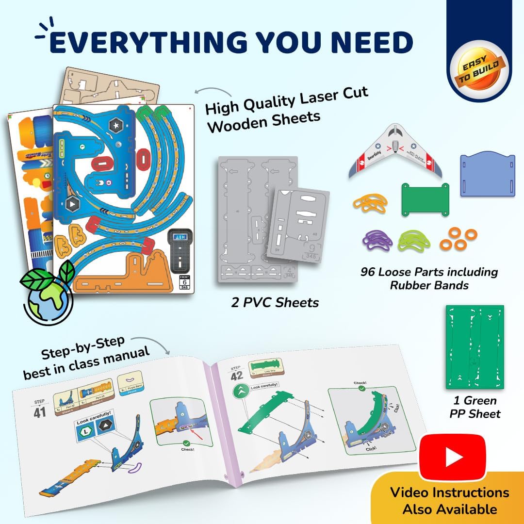 Smartivity High-Speed Race Car Track with Loop for Kids 6-12 Years | 3in1- Car, Loop, Glider Plane Launcher I Build & Play I Birthday Gift for Boys & Girls Age 6,7,8,9,10,11,12 Years