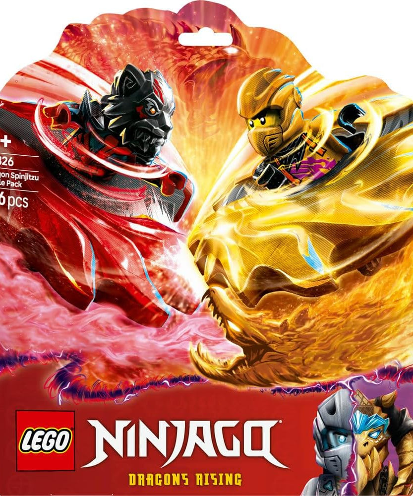 LEGO NINJAGO Dragon Spinjitzu Battle Pack Set with 2 Minifigures, Launchers & Flying Elements - Action Ninja Toy for 6+ Year Old Boys & Girls - Ramadan Gifts for Dragons Rising TV Show Fans - 71826