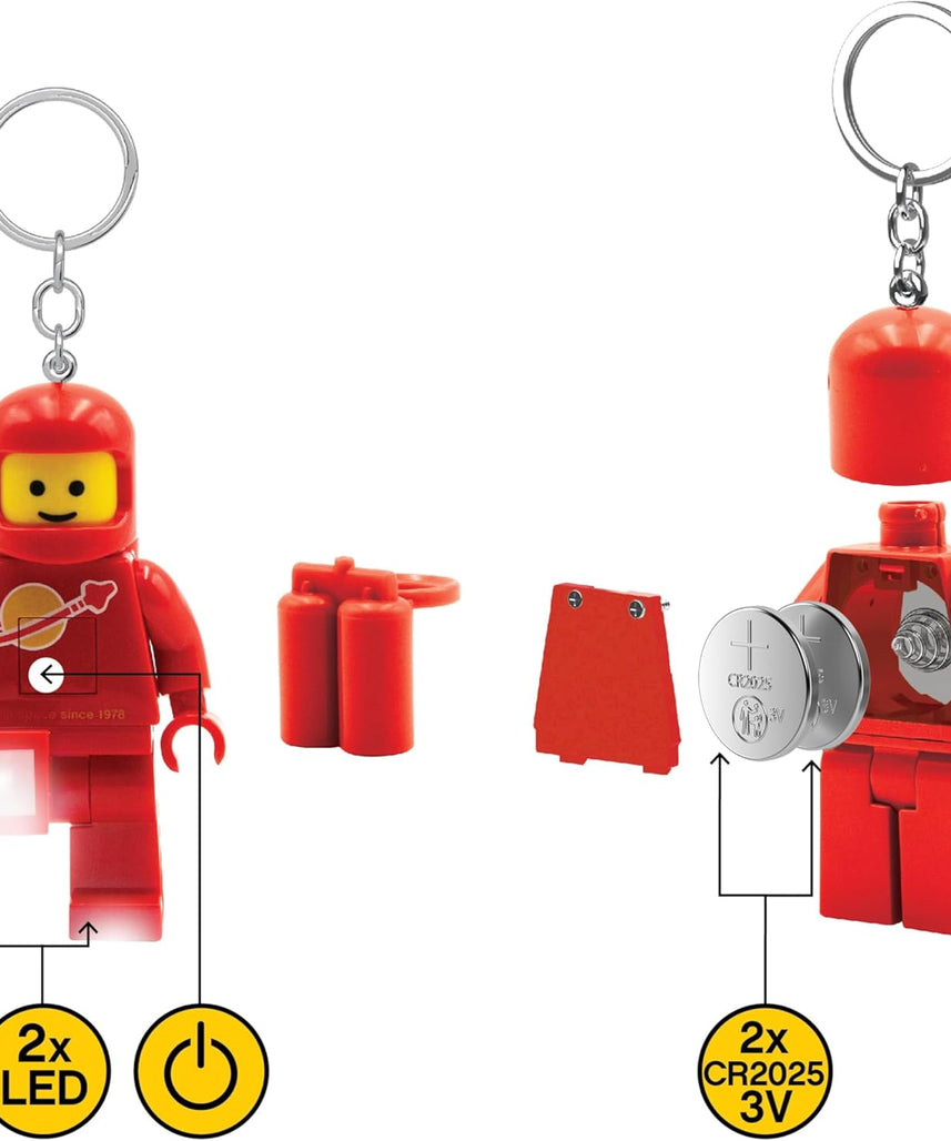 IQ Lego Iconic Schlüsselanhänger mit LED-Taschenlampe Spielzeuggeschenke für Kinder - 76 mm große Figur - 2 CR2025 Batterien enthalten