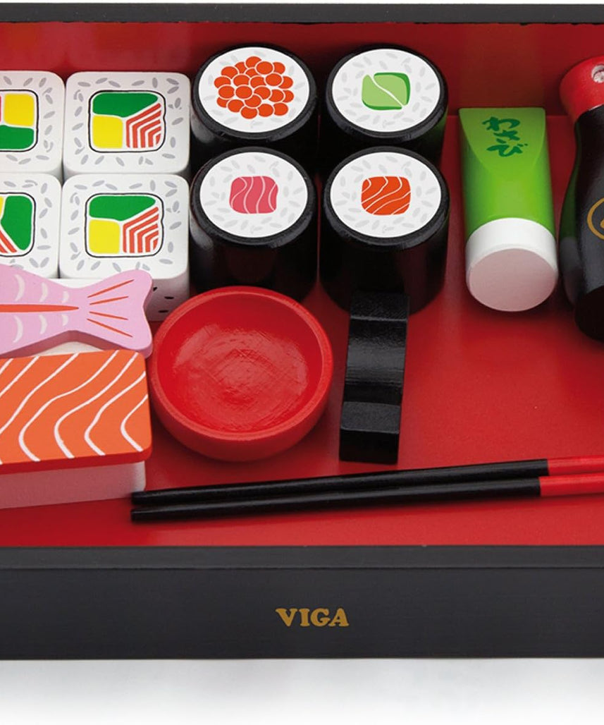 VIGA Wooden Sushi Pretend Play Set, Educational Role-Play Toy for Kids, Ages 18+ Months