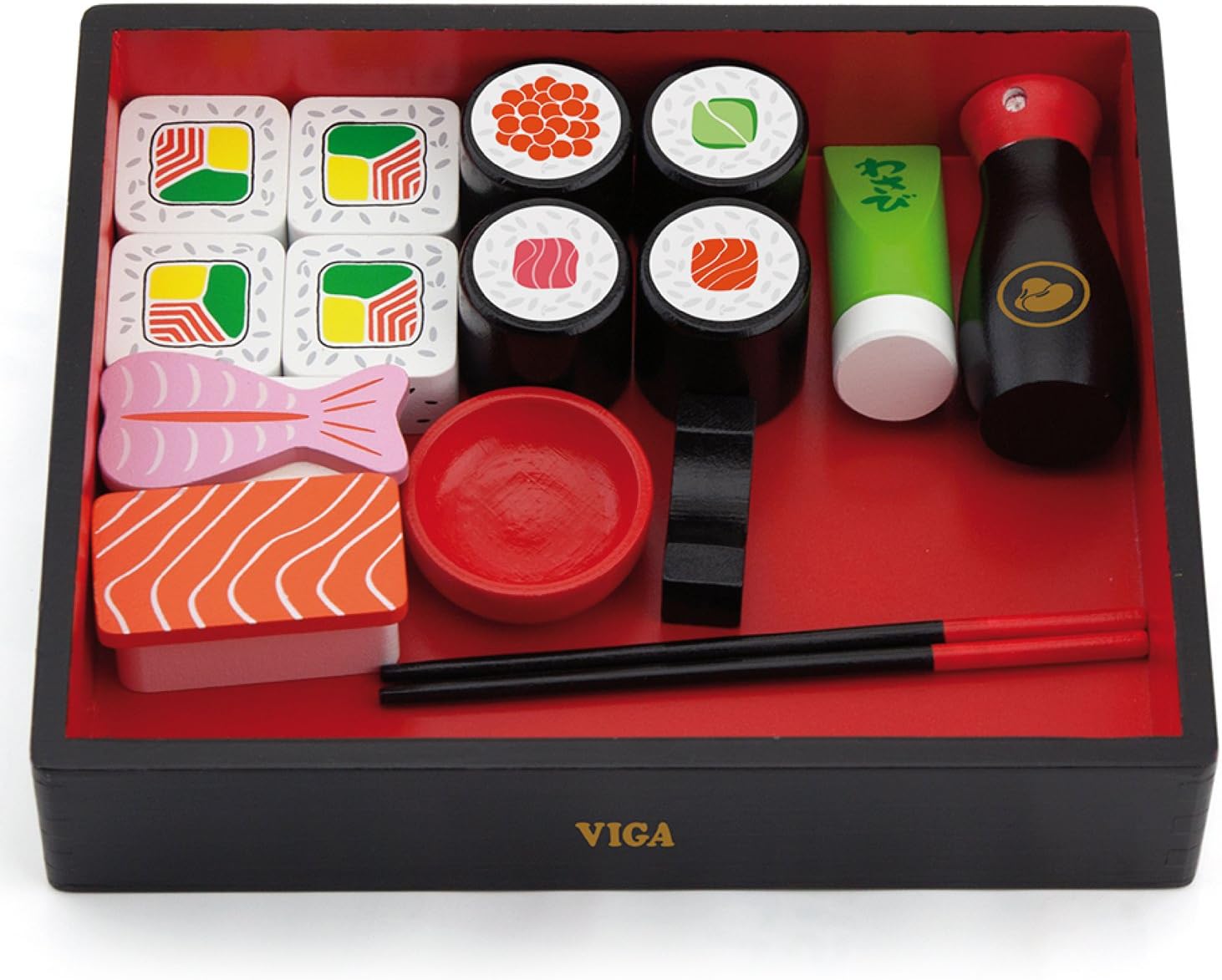 VIGA Wooden Sushi Pretend Play Set, Educational Role-Play Toy for Kids, Ages 18+ Months