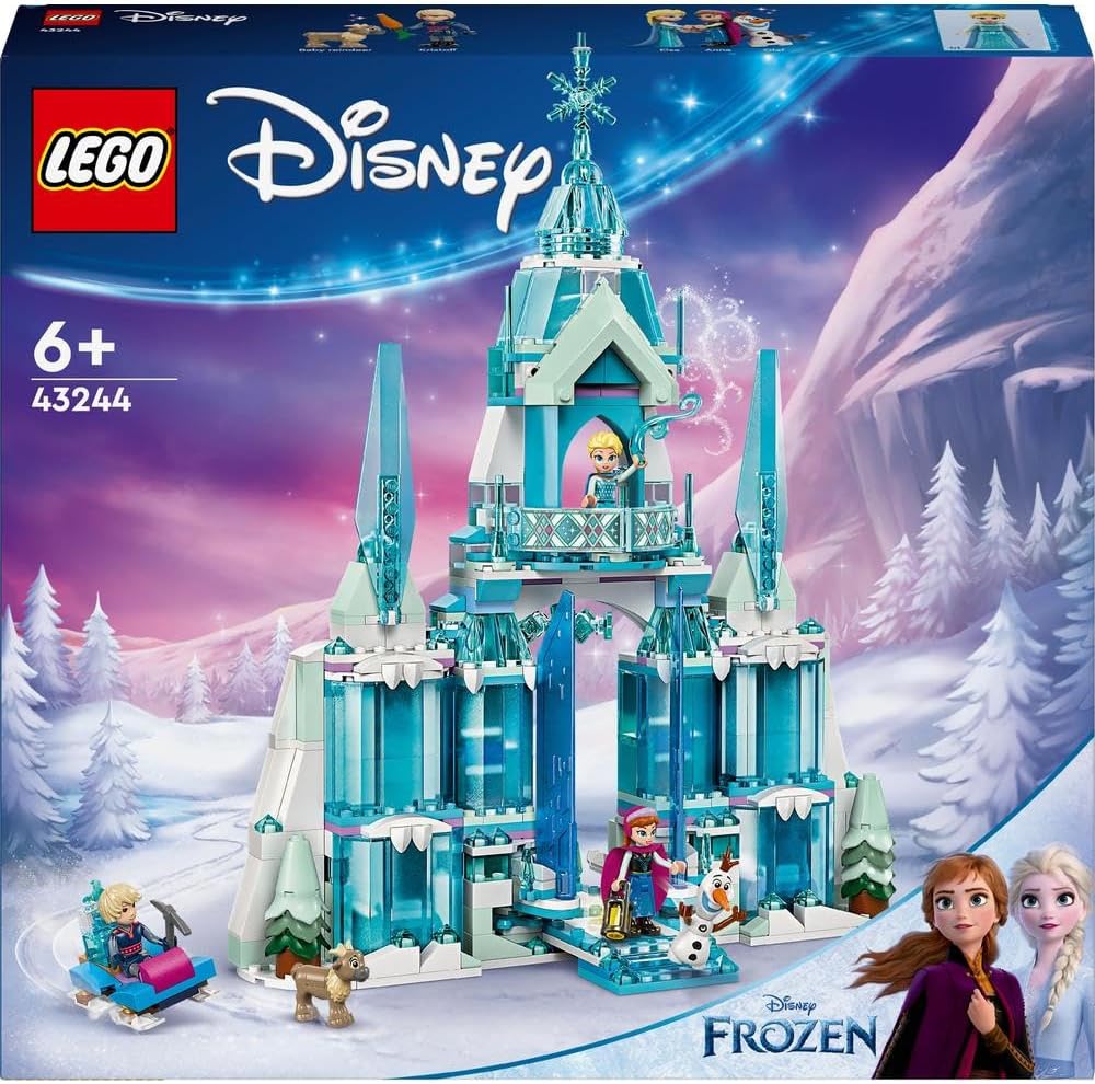 LEGO Disney Princess Frozen Elsa’s Ice Palace Building Toy Set 43244, Castle Playset with Elsa, Anna, Kristoff and Olaf Minidoll Figures, Creative Construction Gift for Kids, Girls and Boys Aged 6 Years+