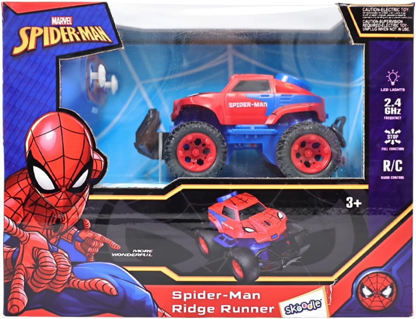 Marvel Spider-Man Ridge Runner R/C Remote Control Car, 2.4 GHz Full Function Toy for Ages 3+