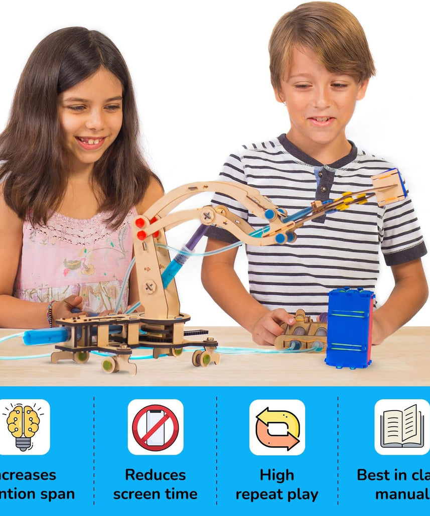 Smartivity Hydraulic Crane, STEM DIY Fun Toy, Educational & Construction Based Activity Game Kit for Kids 6 to 14, Best Birthday Gift for Boys & Girls 6-8-10-12-14 Years Old, Made in India