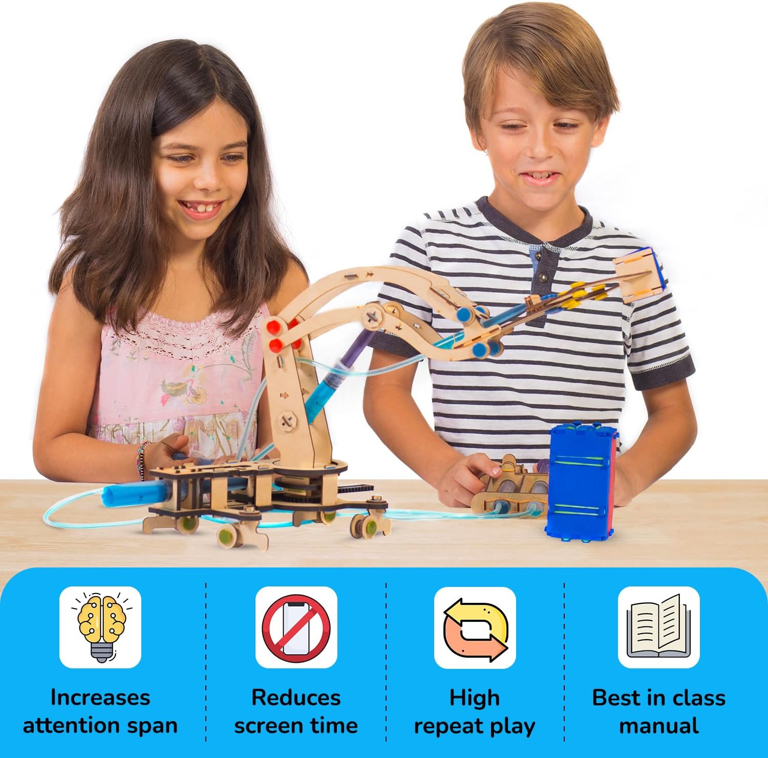 Smartivity Hydraulic Crane, STEM DIY Fun Toy, Educational & Construction Based Activity Game Kit for Kids 6 to 14, Best Birthday Gift for Boys & Girls 6-8-10-12-14 Years Old, Made in India