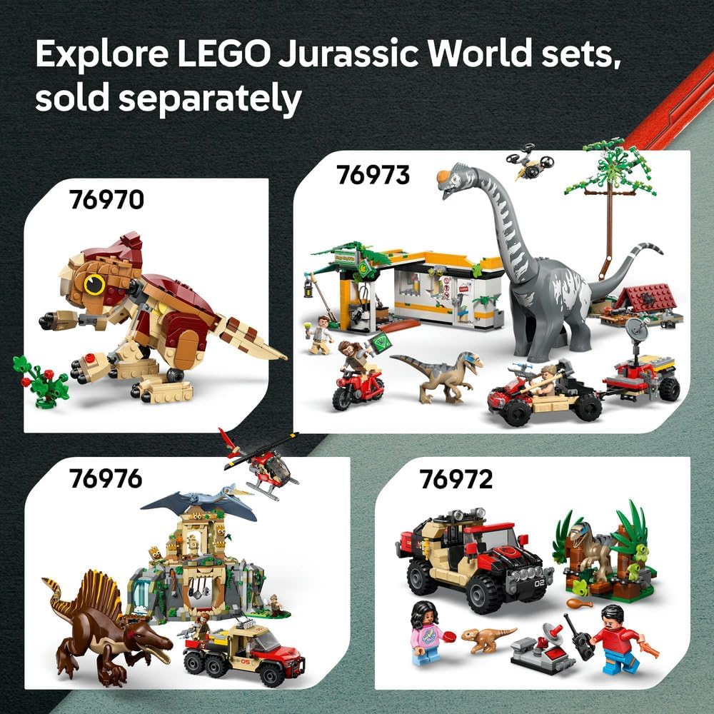 LEGO Jurassic World T. rex River Escape - Interactive Dinosaur Toy - incl. a Dino Figure, Boat Toy, ATV & 2 Minifigures - Gift for 5+ Year Old Boys & Girls - 76975