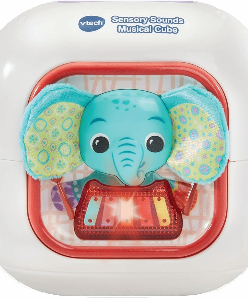 VTech Baby Sensory Sounds Musical Cube Interactive Learning Toy with Songs Textures Animals and Instruments Multicolor 3m+