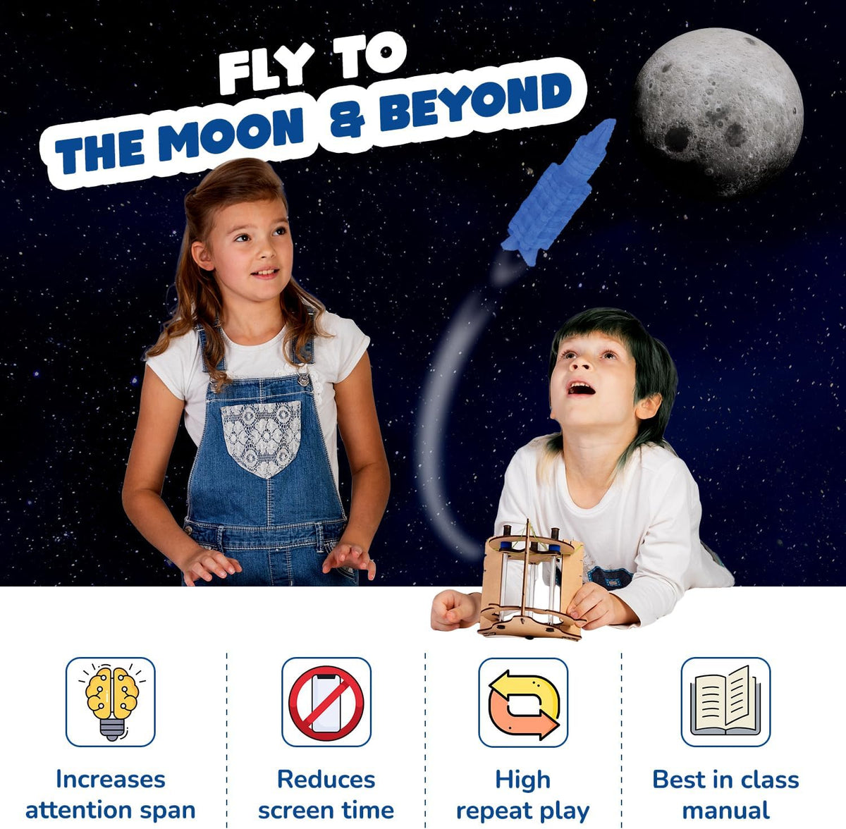 Smartivity Space Rocket STEM Toy, Educational DIY Construction Kit for Kids, Hands-On Science and Engineering Project, STEM Learning Activity for Ages 6-14, Birthday Gift for Boys and Girls