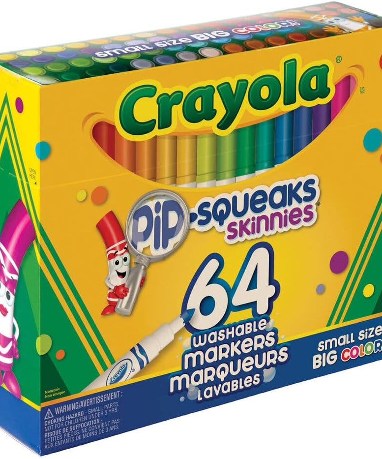 Crayola Pip-Squeak Skinnies Washable Markers, 64 Count