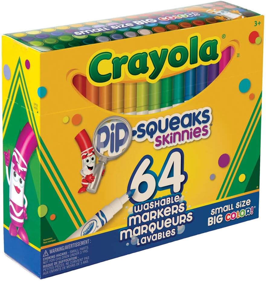 Crayola Pip-Squeak Skinnies Washable Markers, 64 Count