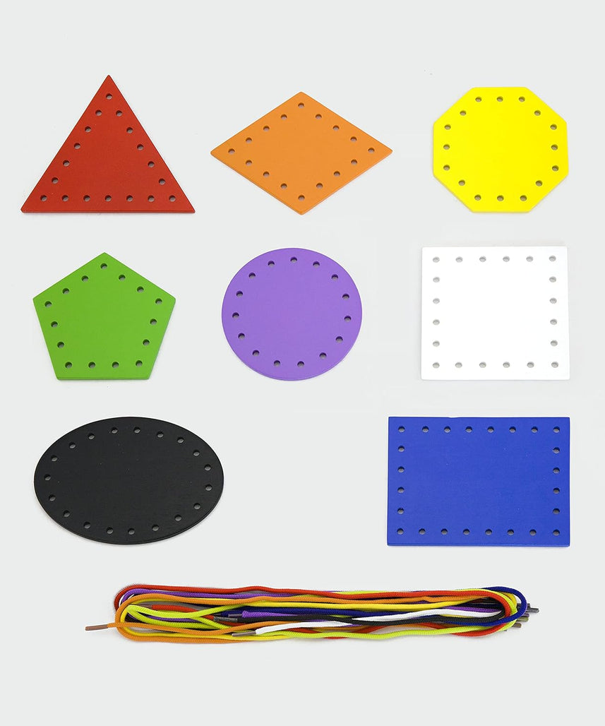 VIGA Lace and Trace Shapes, Wooden Educational Toy for Kids, Fine Motor Skills Development, Ages 3