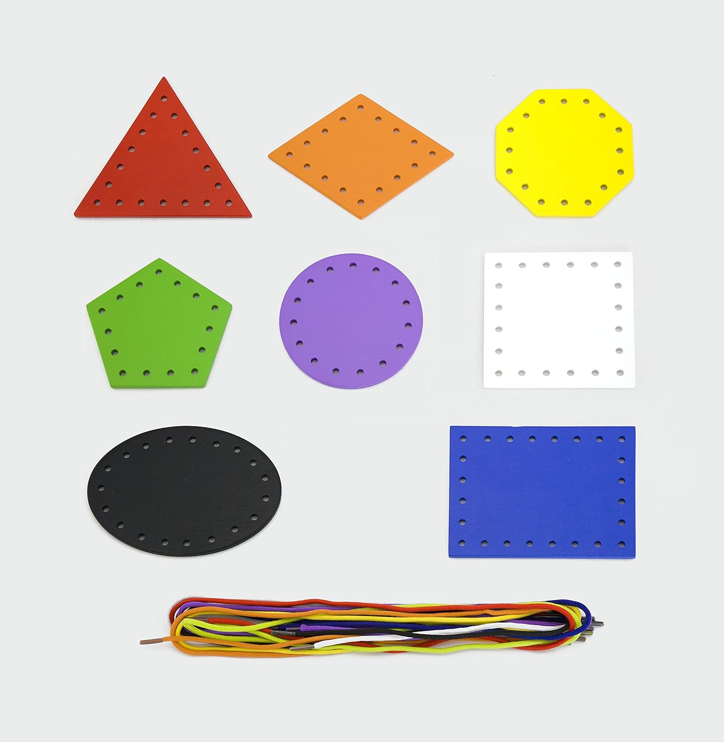 VIGA Lace and Trace Shapes, Wooden Educational Toy for Kids, Fine Motor Skills Development, Ages 3