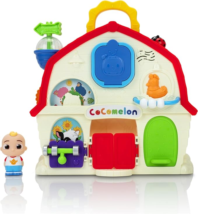 Cocomelon JJ Musical Barn Battery Operated, 8 Fun Features, Figurine & Playset with Famous Songs, Easy Carry Case, Touch & Learn, Kids Toys