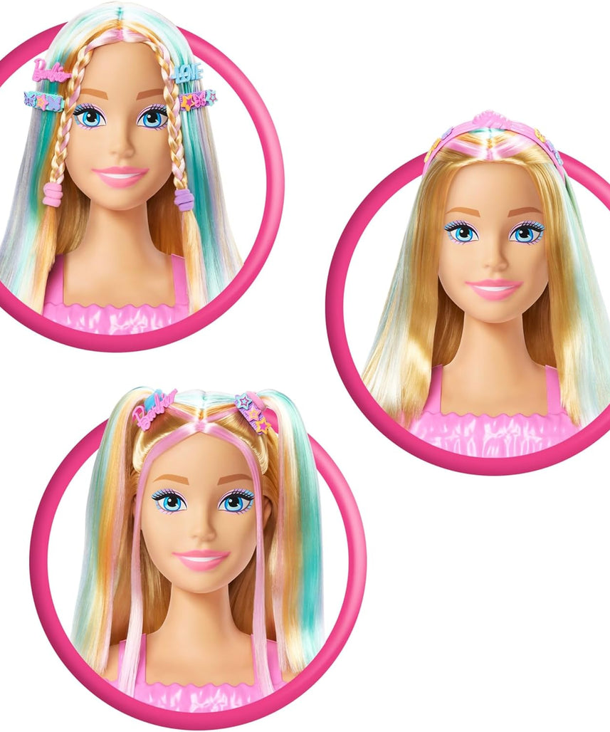 Barbie - JFG81 Blonde Hair Styling Head with 20+ Styling Accessories Including Star, Butterfly and Colour Changing Hair Clips
