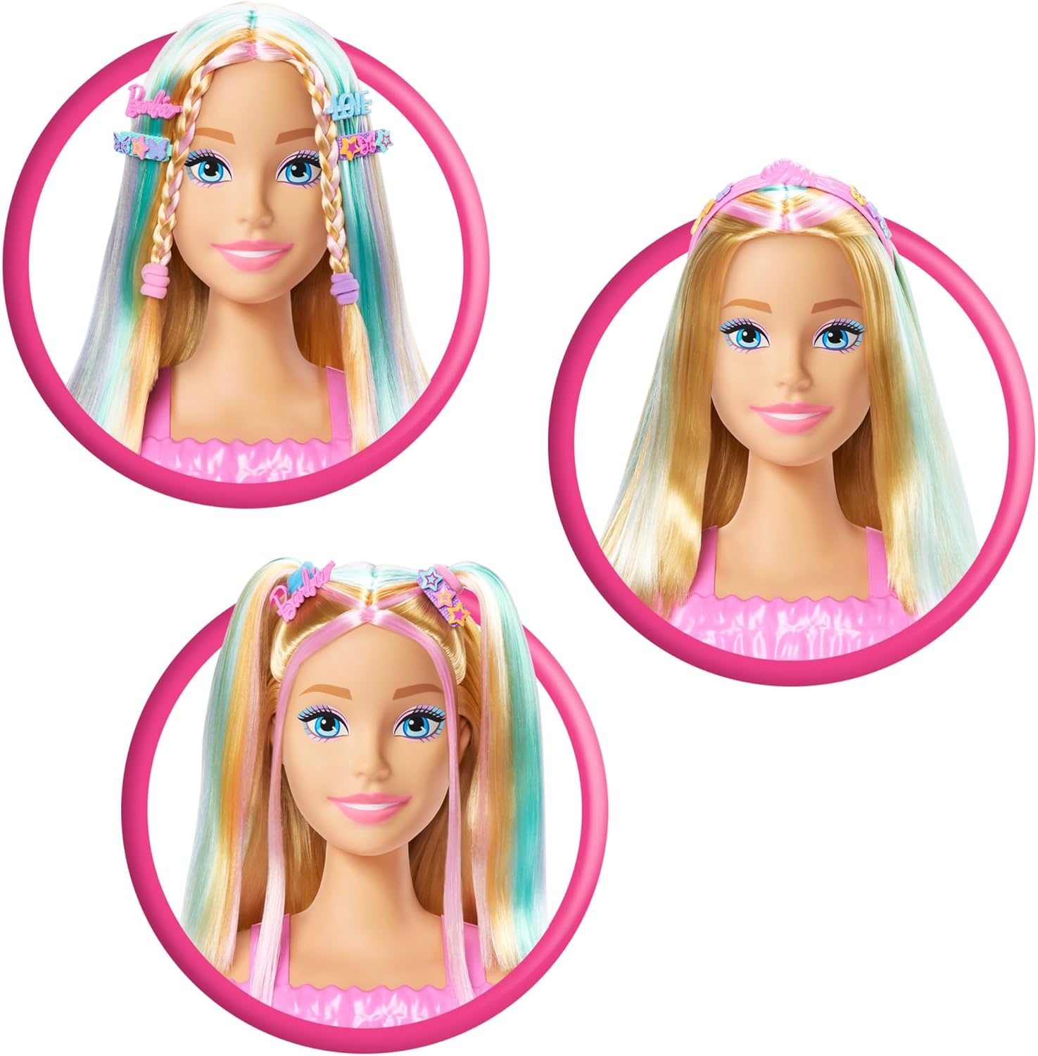 Barbie - JFG81 Blonde Hair Styling Head with 20+ Styling Accessories Including Star, Butterfly and Colour Changing Hair Clips