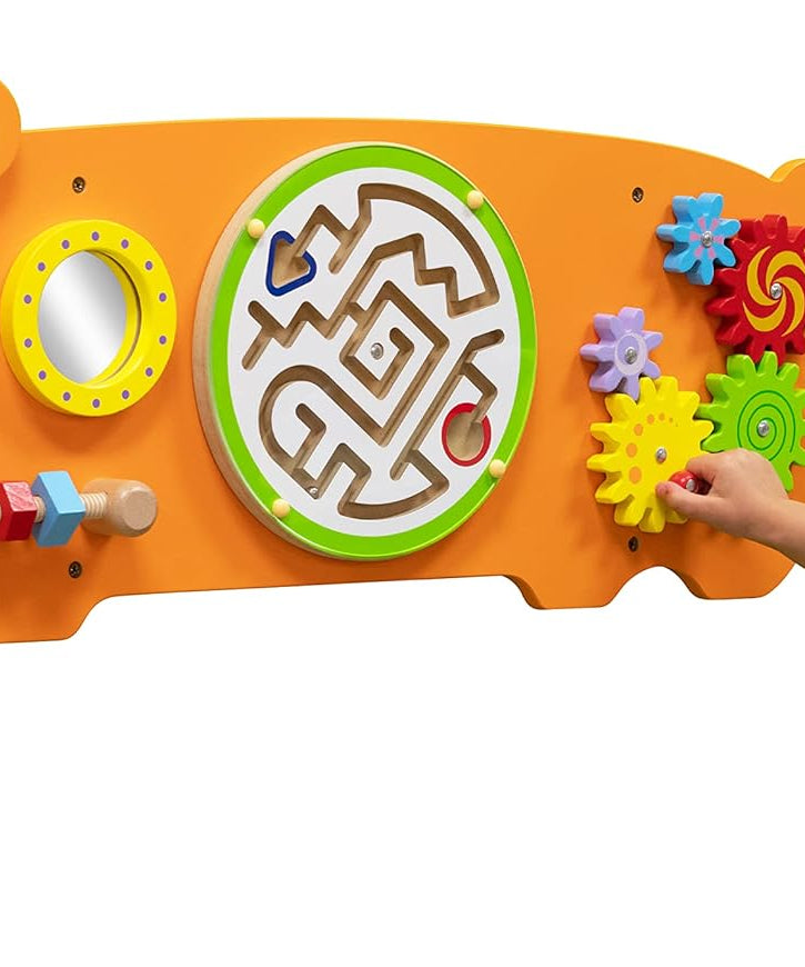 لوحة أنشطة الدب فيجا، لعبة حائط خشبية من مونتيسوري، لوحة تعلم حسية لتنمية المهارات الحركية والدماغية، لعبة تعليمية صديقة للبيئة وموفرة للمساحة، للأولاد والبنات من عمر 18 شهرًا فما فوق