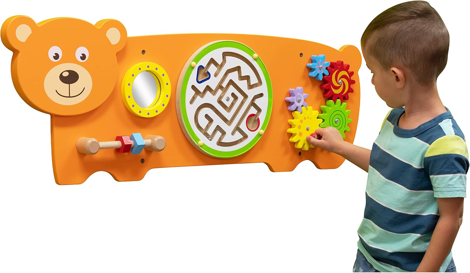 لوحة أنشطة الدب فيجا، لعبة حائط خشبية من مونتيسوري، لوحة تعلم حسية لتنمية المهارات الحركية والدماغية، لعبة تعليمية صديقة للبيئة وموفرة للمساحة، للأولاد والبنات من عمر 18 شهرًا فما فوق