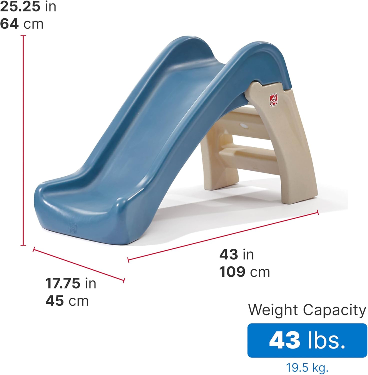 Step2 Play & Fold Jr. Slide, Folding Toddler Slide, Indoor & Outdoor Plastic Slide, Kids 1.5–4 Years