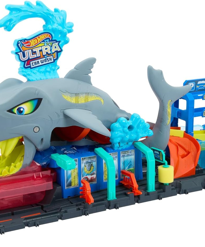 Hot Wheels Let's Race Netflix - City Shark Wash Station with 1:64 Scale Color Reveal Car, Colour Changing Function and Storage, HTN82