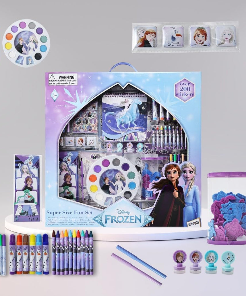Disney Frozen Arts & Craft Kit for Girls, Super Size Fun Set with Stickers, Markers, Crayons & Paint - 200+ Pieces for Kids 3+