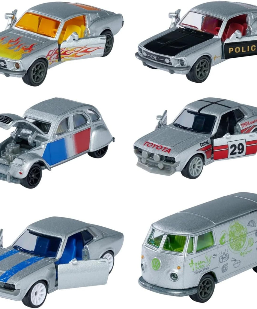 Majorette 1:64 Scale Die-Cast Metal Cars – 7.5 cm, 6 Random Licensed Models, Collector’s Set for Kids & Collectors Aged 3+