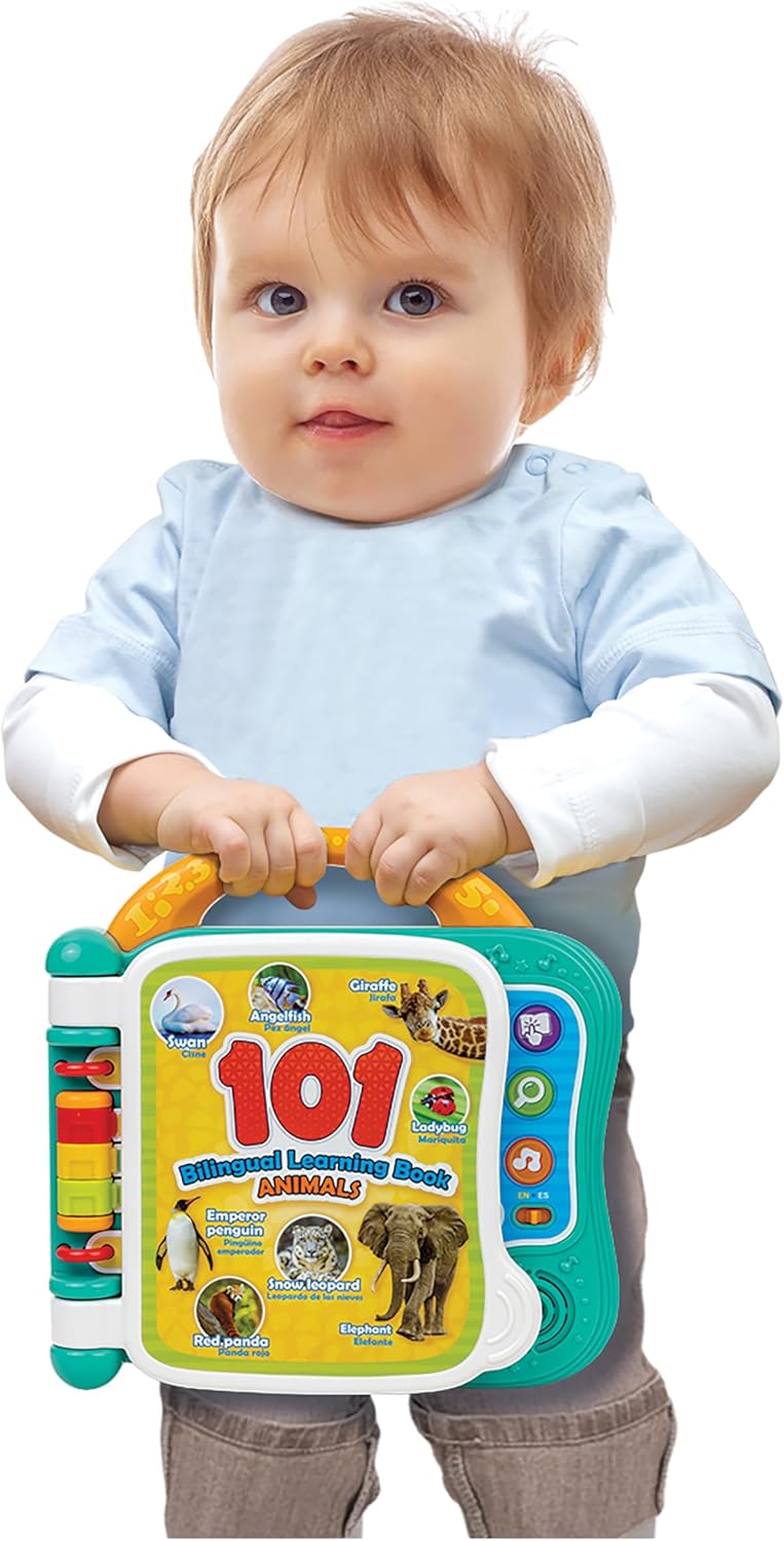 Winfun 101 Animals Bilingual Learning Book for Toddlers Age 18 to 36 Months with Interactive Animal Sounds Names and Short Stories in English and Polish
