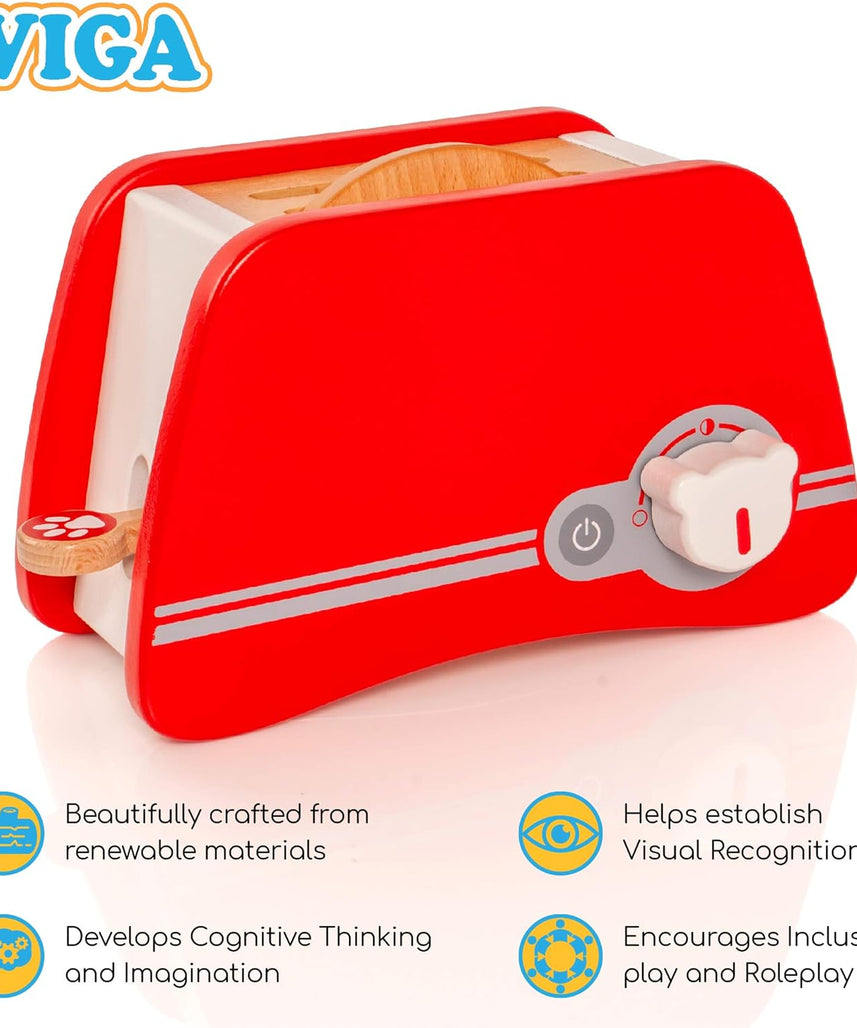 Viga Toys Wooden Toaster, Pretend Play Kitchen Accessory, Ages 3+