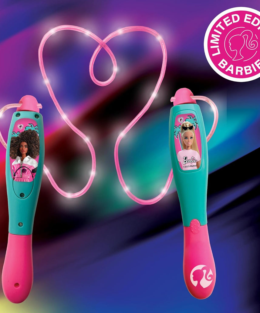 حبل القفز المضيء LED من سينكو كرييشنز باربي بطول 2.1 متر مع عداد رقمي، لعبة لياقة بدنية داخلية وخارجية مناسبة للأطفال من سن 3 سنوات فما فوق