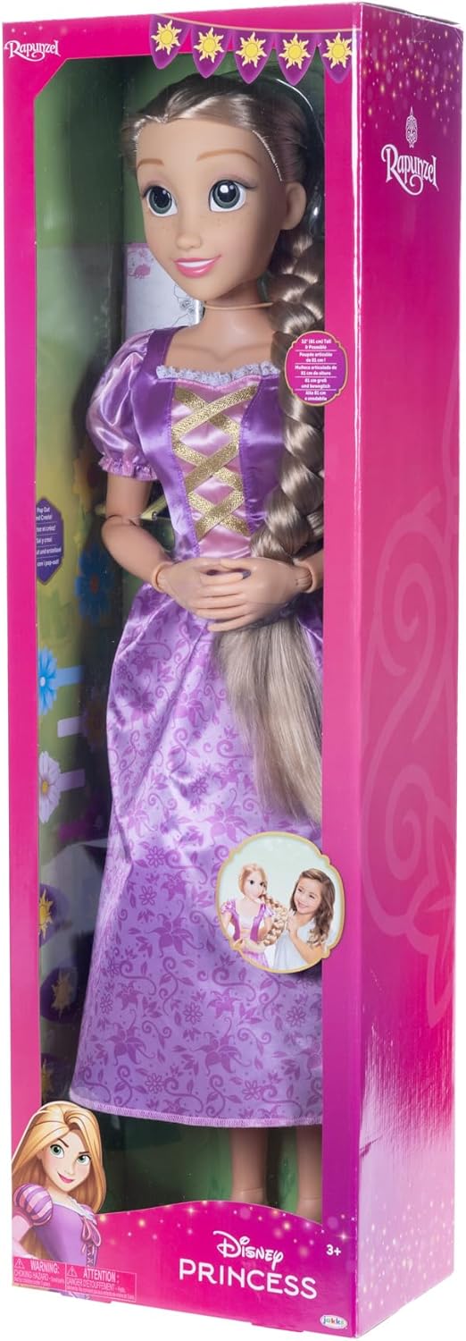 Disney Princess Playdate Rapunzel Doll 32 Inch, Large Tangled Princess Doll with Poseable Features and Styling Hair, Role Play Toy for Kids, Movie-Accurate Disney Character, 3 Years+