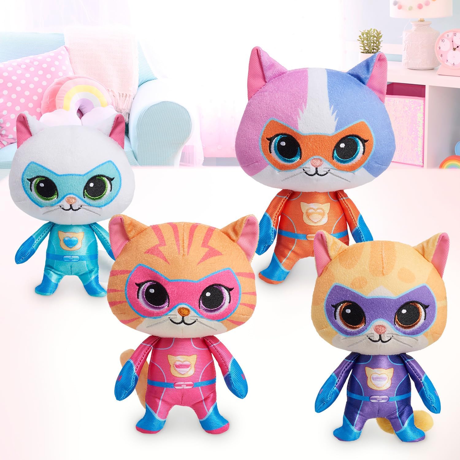 Just Play Disney Junior SuperKitties 7-inch Small Plush Stuffed Animal, Ginny, Kitten, Kids Toys for Ages 2 Up
