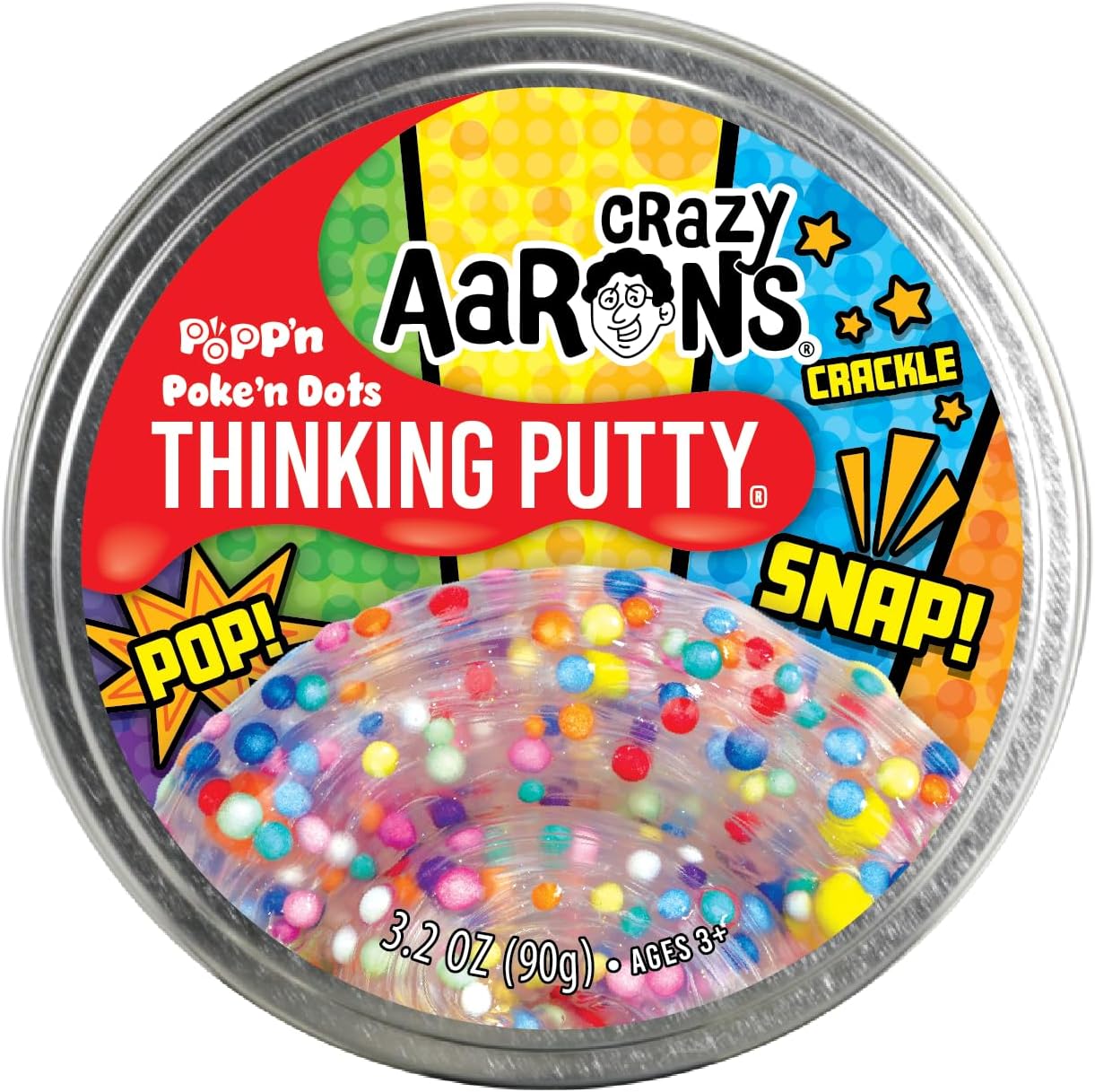 Crazy Aaron's Poke'N Dots Popp’n Thinking Putty® - 4" Tin Thinking Putty - Non-Toxic Sensory Play Putty - Never Dries Out - Creative Toy