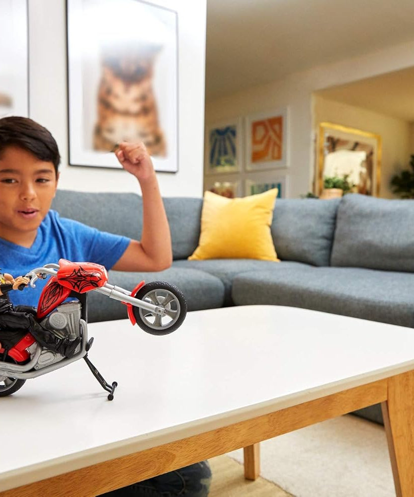 WWE Wrekkin Slam Cycle Vehicle, Drew McIntyre Action Figure, 10-Point Articulated Figure, Breakaway Motorcycle Toy, Ages 6+