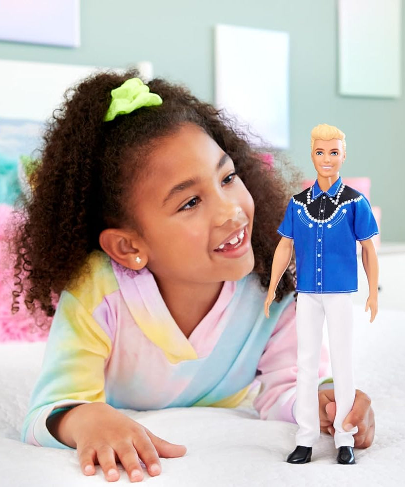 Barbie Fashionistas Ken Doll #226 65th Anniversary Collectible, Blonde Fashion Doll with Removable Western Shirt, Pants & Boots, Kids Toy Age 3+