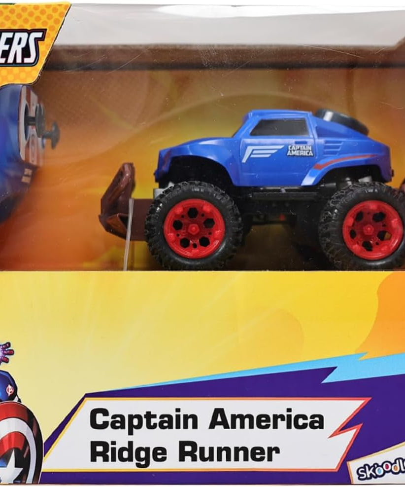 Marvel Captain America Ridge Runner Remote Control Car, Official 2.4 GHz Full Function R/C Vehicle, Rugged Indoor & Outdoor Toy for Kids Ages 3+