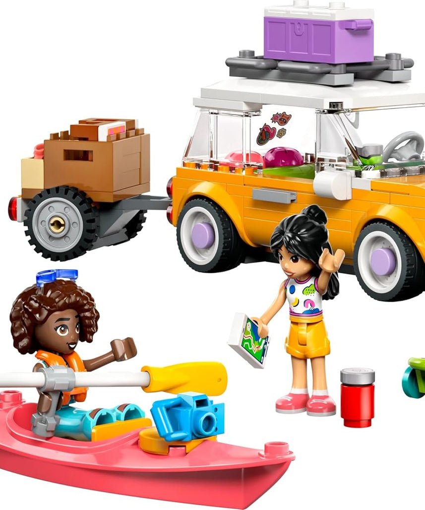 LEGO Friends Friendship Road-Trip Travel Car Toy with Trailer, 2 Mini Dolls, a Pet Dog Figure, Kayak & Fun Accessories incl. a Skateboard & Roller Skates - Ramadan Gift for 6+ Year Old Girls - 42659