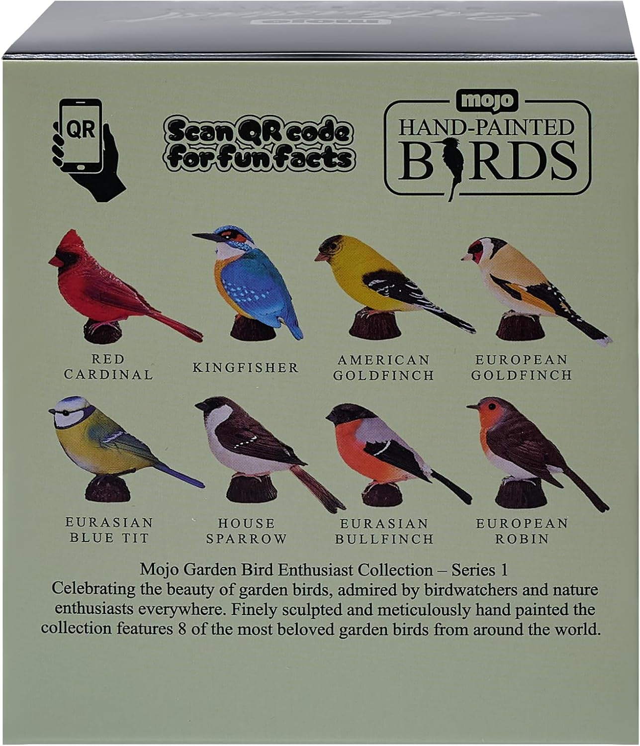 MOJO Bird Enthusiast Collection Series 1 European Robin Figurine for Kids and Collectors Hand-Painted Realistic Wildlife Model Educational Toy with QR Code for Fun Facts Ages 3 and Up